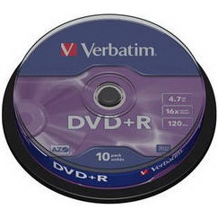 Verbatim DVD+R 4,7GB 16x Cake Box 10шт (43498)