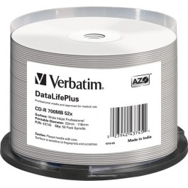 Verbatim CD-R Printable 700MB 52x Spindle Packaging 50шт (43745)