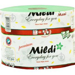 Mildi Туалетная бумага Mildi Premium Maxi однослойная 65 м 200 отрывов 9 рулонов Зеленая (4820032450606)