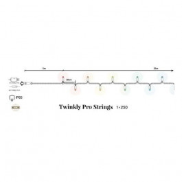 Twinkly Smart LED Pro Strings AWW 250, одинарная линия, IP65, AWG22, прозрачный (TW-PLC-S-CA-1X250GOP-T)