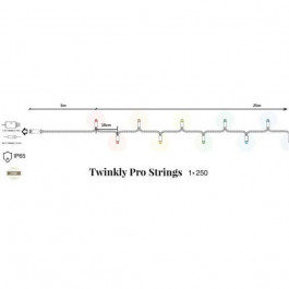 Twinkly Smart LED Pro Strings RGBW 250, одинарная линия, IP65, AWG22, прозрачный (TW-PLC-S-CA-1X250SPP-T)
