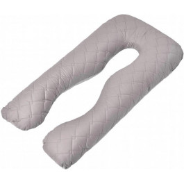 IDEIA Наволочка на П-подушку для вагітних  Мікрофібра Сіро-біла Стьобана з блискавкою 140х75х20 см (220000