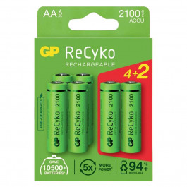 GP Batteries Recyko 2100 AA/HR06 NI-MH 2050 mAh BL 6 шт (GP210AAHCE4/2-2BNB6)