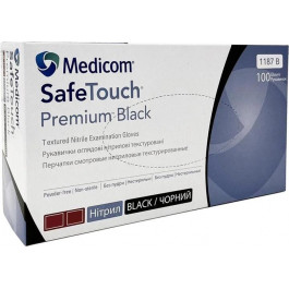 Medicom Рукавички оглядові нітрилові текстуровані, нестерильні  SafeTouch Premium Black неопудрені 5 г чорні