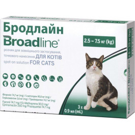 Boehringer Ingelheim Краплі  Broadline (Бродлайн) від бліх та кліщів для кішок вагою 2.5-7.5 кг (L) 3 шт. (2000981075385)